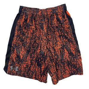 Under Armour Boys Orange and Black Eliminator Printed Shorts- Size Youth Small